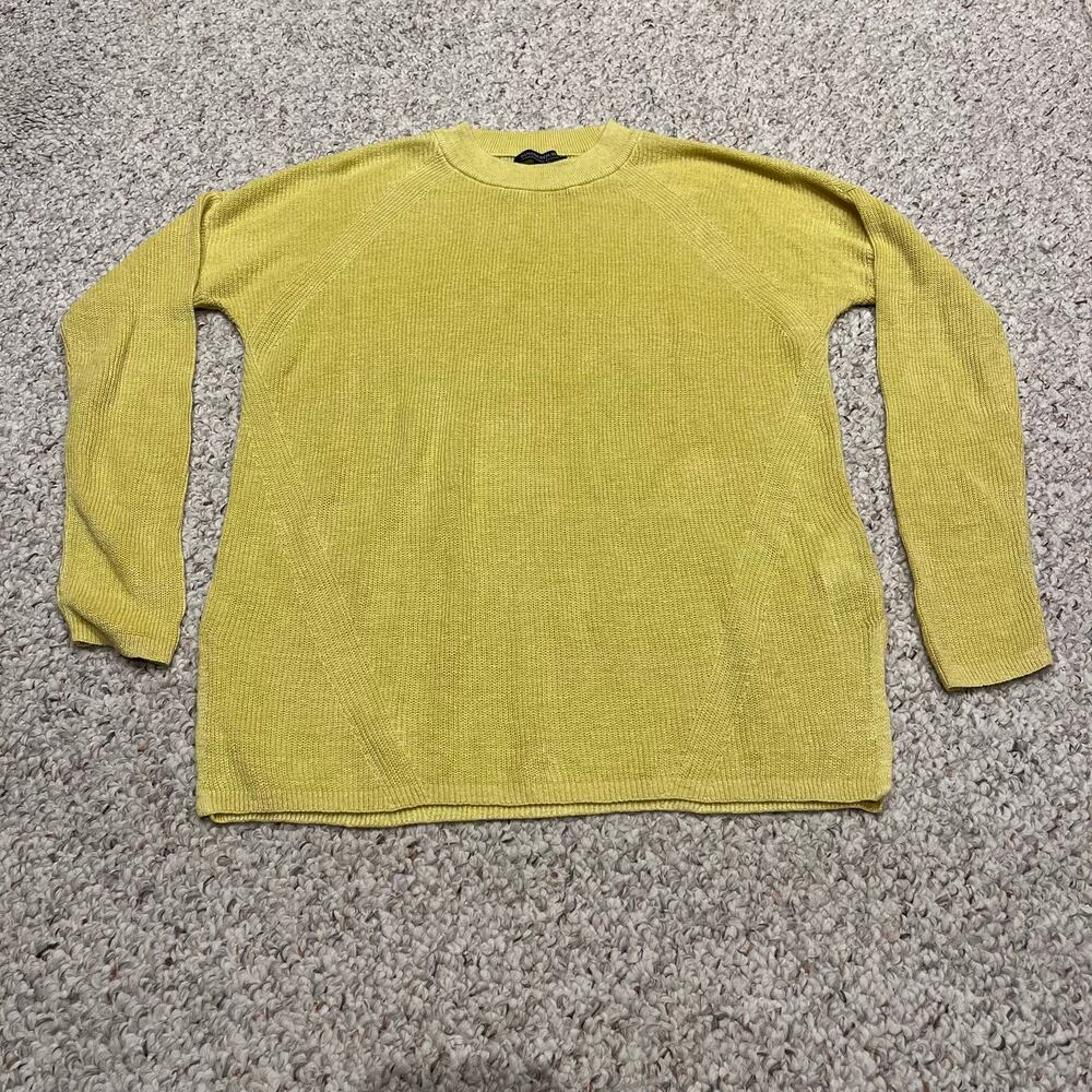 Banana Republic Linen Open Knit Long Sleeve Sweater XS/S Yellow Coastal Preppy